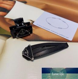 Simple Leather Triangle Mark BB Clip and Small Clamp European and American Fashion Essential Item