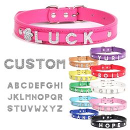 Cute Puppy Adjustable Personalised Dog Collar Bling Charms Custom Pet Name Colourful Collars for Chihuahua Yorkshire 220621