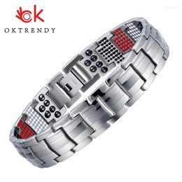 Link Chain 100% Pure Titanium Magnetic Bracelet Men Silver Colour Germanium Hematite Energy Bracelets For Women BangleLink Lars22