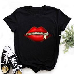 Women Harajuku Tops Summer Graphic Tees Lips Kawaii T-shirt Clothes Girl Mouse T Shirt Drop