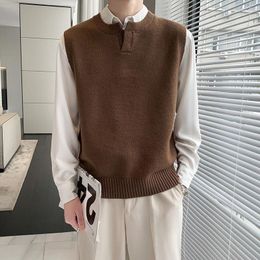 Men's Vests Autumn Multicolor Sweater Vest Mens Slim Warm Fashion Casual Knitted Pullover Men Korean Sleeveless Jumper Clothes Kare22