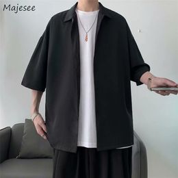 Half Sleeve Shirts Men Solid Color Loose Oversize S-3XL Harajuku All-match Simple Summer Draped High Quality Korean Style Casual 220812