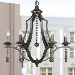 Pendant Lamps American Retro Simple Chandelier European Country Iron Art Creative Living Room Bedroom Dining