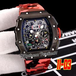 2022 A21j Automatic Mens Watch PVD Steel Big Date Skeleton Dial Red Black Grey Camouflage Rubber Strap Super Edition 5 Styles Puretime01 E140-11-03A1