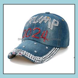 Party Hats Festive Supplies Home Garden Fashion Baseball Caps Usa Hat Election Campaign Cowboy Diamond Cap Adjustable Snapback Women Denim