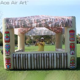 Open Windows Inflatable Beverage Concession Tent with Coconut Tree for Tropical Vacation or Outdoor Party with Seating Available Inside Made in China