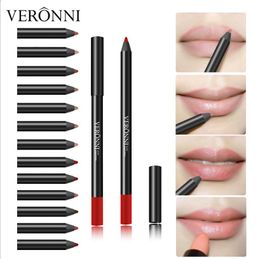VERONNI Lip Liner Pencils, Creamy Lip-Liner Pencil, Long Lasting Lip Liner with Sharppens, Matte Smooth and Soft, Non-Dry, Easy to Use, Cruelty free