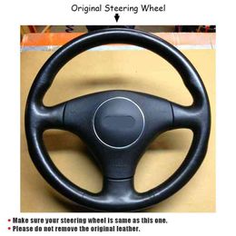 Cardak Black Leather Red Marker Car Steering Wheel Covers For Audi A4 B6 2002 A3 3Spoaks 2000 2001 2003 Audi Tt 19992005 J220808280Y