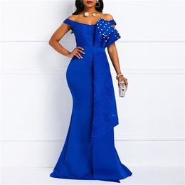 MD Bodycon Sexy Women Dress Elegant African Ladies Mermaid Beaded Lace Wedding Evening Party Maxi Dresses Year Clothes 220406