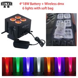 New lights RGBWAUV mini 4pcs disco uplight with battery wireless IRC remote control DMX par light