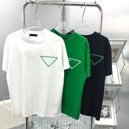 High version summer tide triangle logo letter printing Unisex round neck short sleeve cotton T-shirt couple