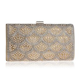 Evening Bags One Side Beaded Women Messenger Metal Day Clutches Purse Chain Shoulder Small Bag YM1054Evening