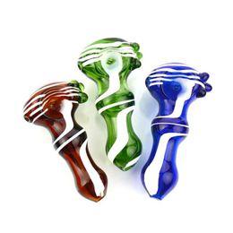 Latest Colourful Line Pyrex Thick Glass Pipes Dry Herb Tobacco Philtre Smoking Handpipe Handmade Portable Innovative Design Hand Art Tube High Quality DHL Free