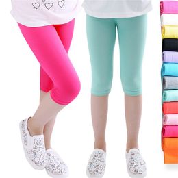 Girls Knee Length Kid Fifth Pants Candy Colour Children Cropped Clothing Spring-Summer All-matches Bottoms Leggings 1011 E3