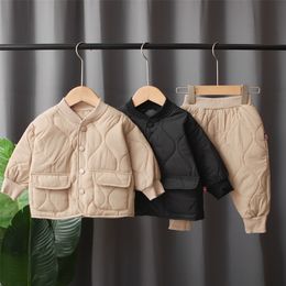Clothing Sets Winter Autumn Baby Boys Clothes Full Sleeve Solid Parkas Pants 2pcsset Cotton Suits Children Clothing Toddler Brand Tracksuits 220826