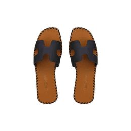H Sandal France H Family E Slippers Sandal Orans Sandal Sandals Grape Mother Summer Leather Beach Shoes Leisure Flat Bottomed Outer Wearing H 474