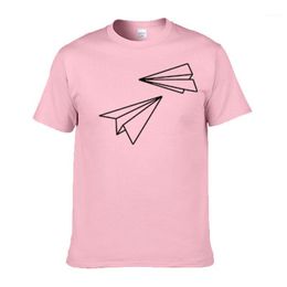 Men's T-Shirts 2022 Summer T-shirt Fun Paper Aeroplane Printing Pattern Casual Cotton Short-sleeved Simple Fashion