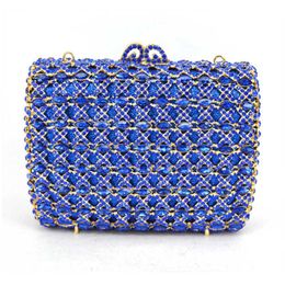 Evening Bags Women Wedding Clutches Bag Blue Flower Crystal Party Red Clutch PursesEvening