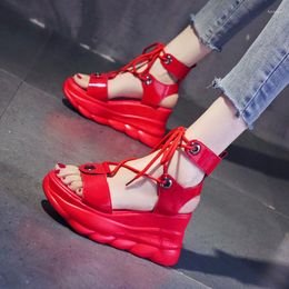 Sandals Fashion Wedges Shoes For Women 7CM High Heels Summer 2022 Sexy Femme Leather Platform White ShoesSandals