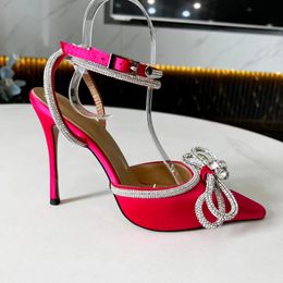 MachMach Sandali da donna con strass Bowkont Punta a punta Scarpe eleganti da donna Tacchi Sexy Offce Festa di nozze Pompe estive 9.5CM