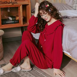 Autumn Long Sleeve Pyjamas Set Women Turn-Down Collar Cosy S-4XL Large Size Nightwear Single Breasted Tops And Pants lounge Wear L220803