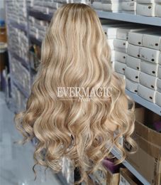 Deep Part Lace Front Wigs Balayage ombre Ash Ice Blonde Super Natural Hair Line Celebrity Style