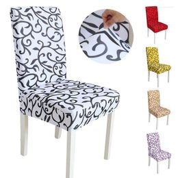 Chair Covers Hook Style Printed Cover For Dining Room Kitchen Office Banquet Spandex Stretch Home Decor 1/2/4/6/8 Piece
