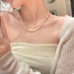 Chokers Summer Fashion Colourful Enamelled Copper Chain Beige Natural Oval Shell Beads Strand Choker Necklace For WomenChokers Sidn22