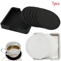 7pcs Silicone Mat Utensils for kitchen Accessories Non-slip Heat Resistant Coffee Mug Coaster Tea Cup Galass Tablet Placemat Pad W220406