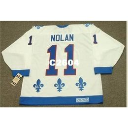 Chen37 Men #11 OWEN NOLAN Quebec Nordiques 1994 CCM Vintage RETRO Home Hockey Jersey or custom any name or number retro Jersey