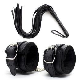 Woman sexy Lingerie Leather Whip Flogger Plush Handcuffs Bondage Slave Exotic Accessories Toys For Couples Games