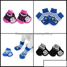 Dog Apparel Supplies Pet Home Garden 4Pcs/Lot Winter Warm Socks Fashion Anti-Slip Boots For Small Puppy And Large 27 S2 Drop Delivery 2021