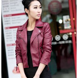 Jocoo Jolee Women Fashion Fall Winter Black Slim Cool Lady PU Faux Leather Jackets Female Zipper Cropped Leather Coats Outwear L220728