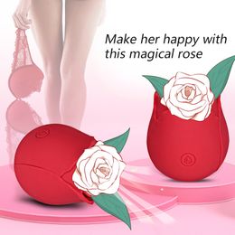 Silicone Rose Vibrator Clitoris Sucking Vibrating Female Masturbator G Spot Stimulator Oral sexy Nipple Sucker Toys for Women