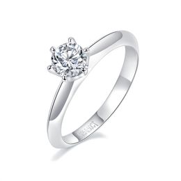 Classic Six Claw 925 Ring Sterling Silver 0.5 Carat Moissanite Engagement Jewelry Rings