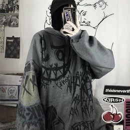 FERNAN Goth Sweatshirts Women Grunge Japan Style Anime Hip Hop Hoodie Oversized Punk Female Tops Long Sleeve Gothic Alt Clothes 220801