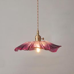 Pendant Lamps Japanese Style Flower Glass Chandelier Dining Room Living Bar Bedside Lamp Bedroom Nordic Modern Brass Led Hanging LightPendan