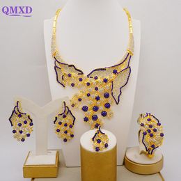 Earrings & Necklace Dubai African Big Crystal Jewellery Sets Wedding Long Ethiopian Set Traditional Jewellery Ladies Party GiftsEarrings