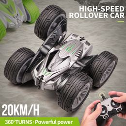 Mini Rollover Stunt Car Swing arm stunt vehicle Charging Double sided Remote Control Boy Toy Gift 220531