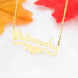 Handmade Trendy Custom Name Pendant With Heart Any vintage Letter Choker Necklaces Women Men Engraved Friend Gift Idea274V