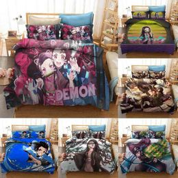 2/3 Pieces Demon Slayer Bedding Set 3d Print Japan Anime Duvet Cover Cartoon for Bedroom Bed Pillowcase(no Sheets)