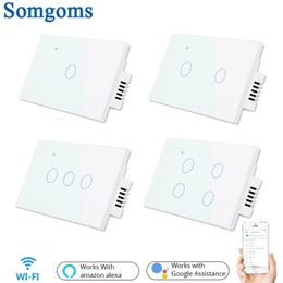 Wifi Wall Touch Sensitive Switch Remote Control 1 2 3 4 Gang Wireless Led Light Smart Screen Glass US Standard Y200407