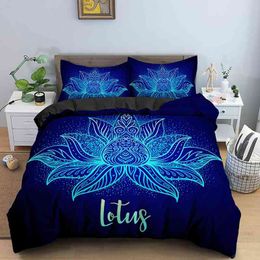 Lotus Bedding Set Queen King Size Boho Luxury Quilt Covers Bohemian Bedclothes 3d Duvet Cover with Pillowcase