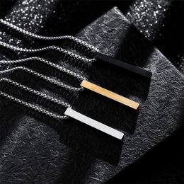 Pendant Necklaces 2022 Fashion Rectangle Necklace For Men Women Classic Stainless Steel Male Jewelry Gift