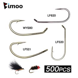 dry carbon Canada - Bimoo 500PCS 8#~22# Barbed & Barbless Fly Tying Hook High Carbon Steel Dry Wet Nymph Pupae Caddis Scud Midge Flies Fishing Hook 220401