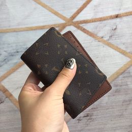 Famous Brand Unisex Short Wallet Black Print Classic Card Holders Letter Plaid Women Suit Clip Wallets Luxury Designer Men Clutch 3087