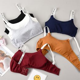 Yoga One Size Letters Cotton Jogging Running Fitness Sports Sport Crop Top Women Gym Bra Tops T200601