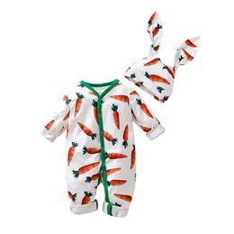 Clothing Sets Easter Baby Girl Clothes Set Infant Boys Girls Cute Cartoon Carrot Print Romper Ears Hat OutfitsClothing ClothingClothing Clot