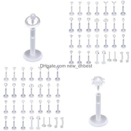 navel bell button rings body jewelry piercing newdhbest beidien 30pcs acrylic curved rod transparent lip nail puncture invisible nose rush