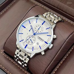 Watch Boxes & Cases Men's Business Fashion Luminous Waterproof Stainless Steel Band Non-Mechanical MenWatch